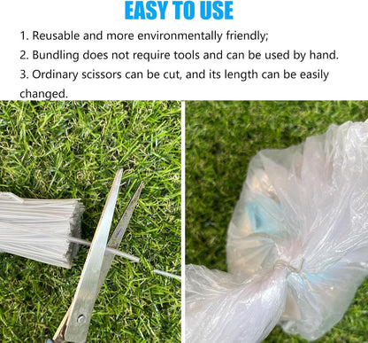 Green 6" Twist Ties (500 Pack) - Pre-Cut Garden Plant Ties in Self-Sealing Bag, Sturdy PET & 0.45mm Iron Core, Heavy Duty Reusable Ties for Tomato, Monstera, Vines and Cords