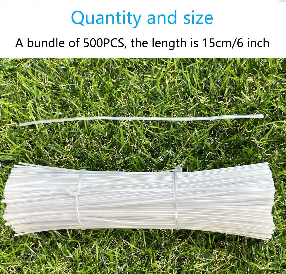 Green 6" Twist Ties (500 Pack) - Pre-Cut Garden Plant Ties in Self-Sealing Bag, Sturdy PET & 0.45mm Iron Core, Heavy Duty Reusable Ties for Tomato, Monstera, Vines and Cords