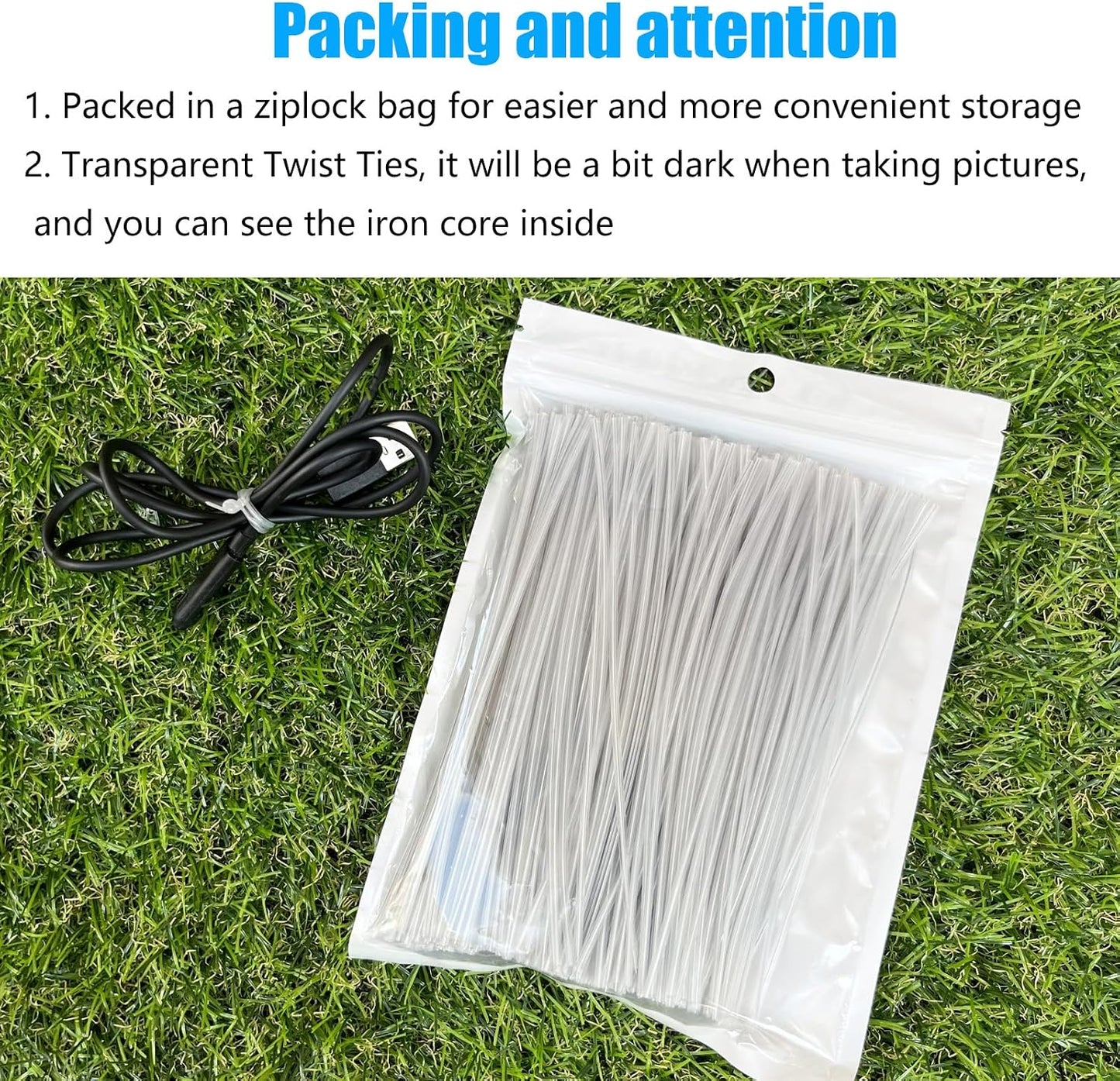 Green 6" Twist Ties (500 Pack) - Pre-Cut Garden Plant Ties in Self-Sealing Bag, Sturdy PET & 0.45mm Iron Core, Heavy Duty Reusable Ties for Tomato, Monstera, Vines and Cords