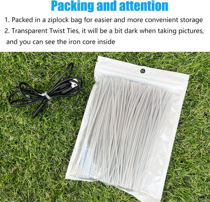 Green 6" Twist Ties (500 Pack) - Pre-Cut Garden Plant Ties in Self-Sealing Bag, Sturdy PET & 0.45mm Iron Core, Heavy Duty Reusable Ties for Tomato, Monstera, Vines and Cords