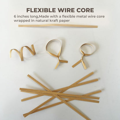 Green 6" Twist Ties (500 Pack) - Pre-Cut Garden Plant Ties in Self-Sealing Bag, Sturdy PET & 0.45mm Iron Core, Heavy Duty Reusable Ties for Tomato, Monstera, Vines and Cords