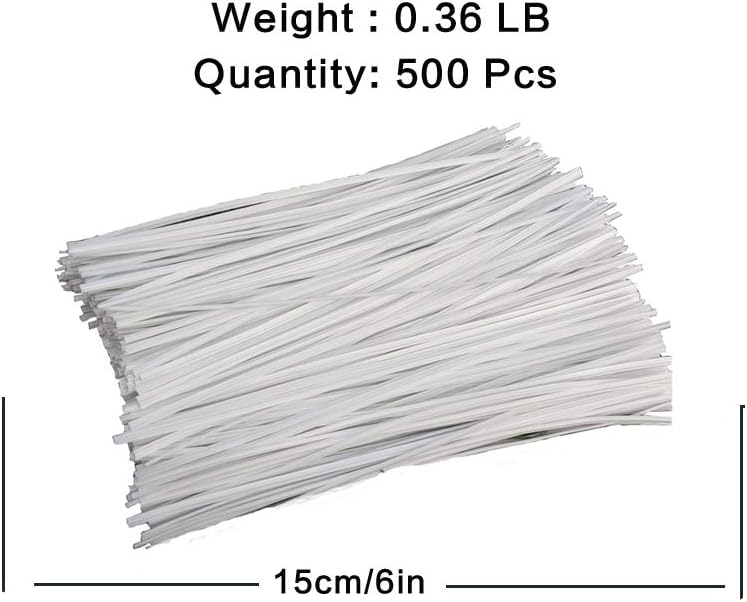 Green 6" Twist Ties (500 Pack) - Pre-Cut Garden Plant Ties in Self-Sealing Bag, Sturdy PET & 0.45mm Iron Core, Heavy Duty Reusable Ties for Tomato, Monstera, Vines and Cords