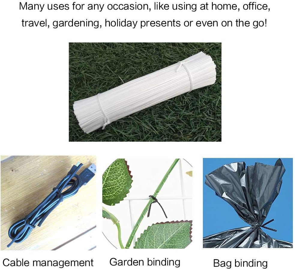 Green 6" Twist Ties (500 Pack) - Pre-Cut Garden Plant Ties in Self-Sealing Bag, Sturdy PET & 0.45mm Iron Core, Heavy Duty Reusable Ties for Tomato, Monstera, Vines and Cords