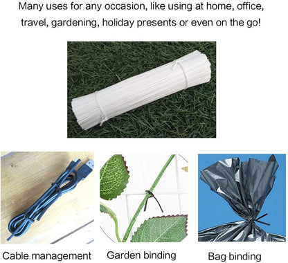 Green 6" Twist Ties (500 Pack) - Pre-Cut Garden Plant Ties in Self-Sealing Bag, Sturdy PET & 0.45mm Iron Core, Heavy Duty Reusable Ties for Tomato, Monstera, Vines and Cords