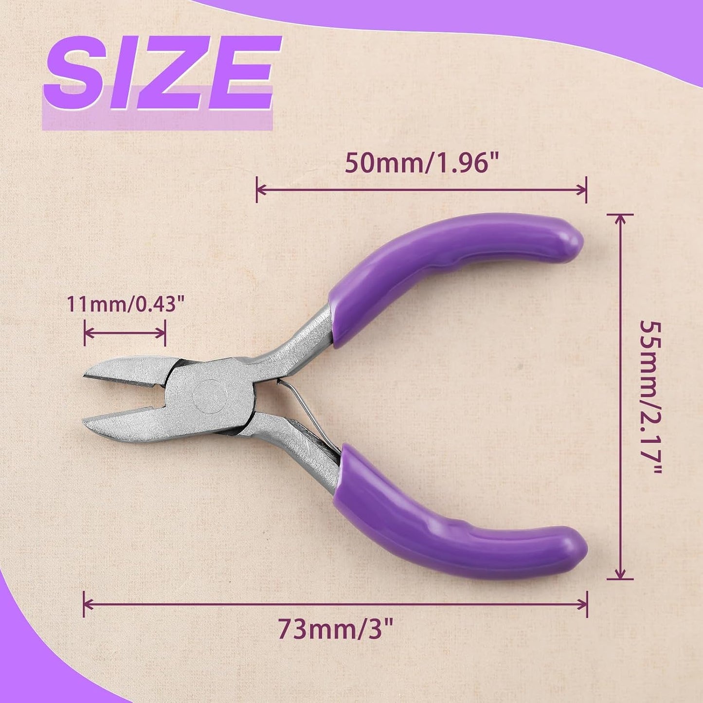 3-Inch Diagonal Cutters Small Wire Cutting Pliers for Jewelry Making, Floral Wire, Zip Ties - Mini Side Cutting Tool, Snips, Flush Pliers