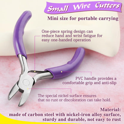 3-Inch Diagonal Cutters Small Wire Cutting Pliers for Jewelry Making, Floral Wire, Zip Ties - Mini Side Cutting Tool, Snips, Flush Pliers