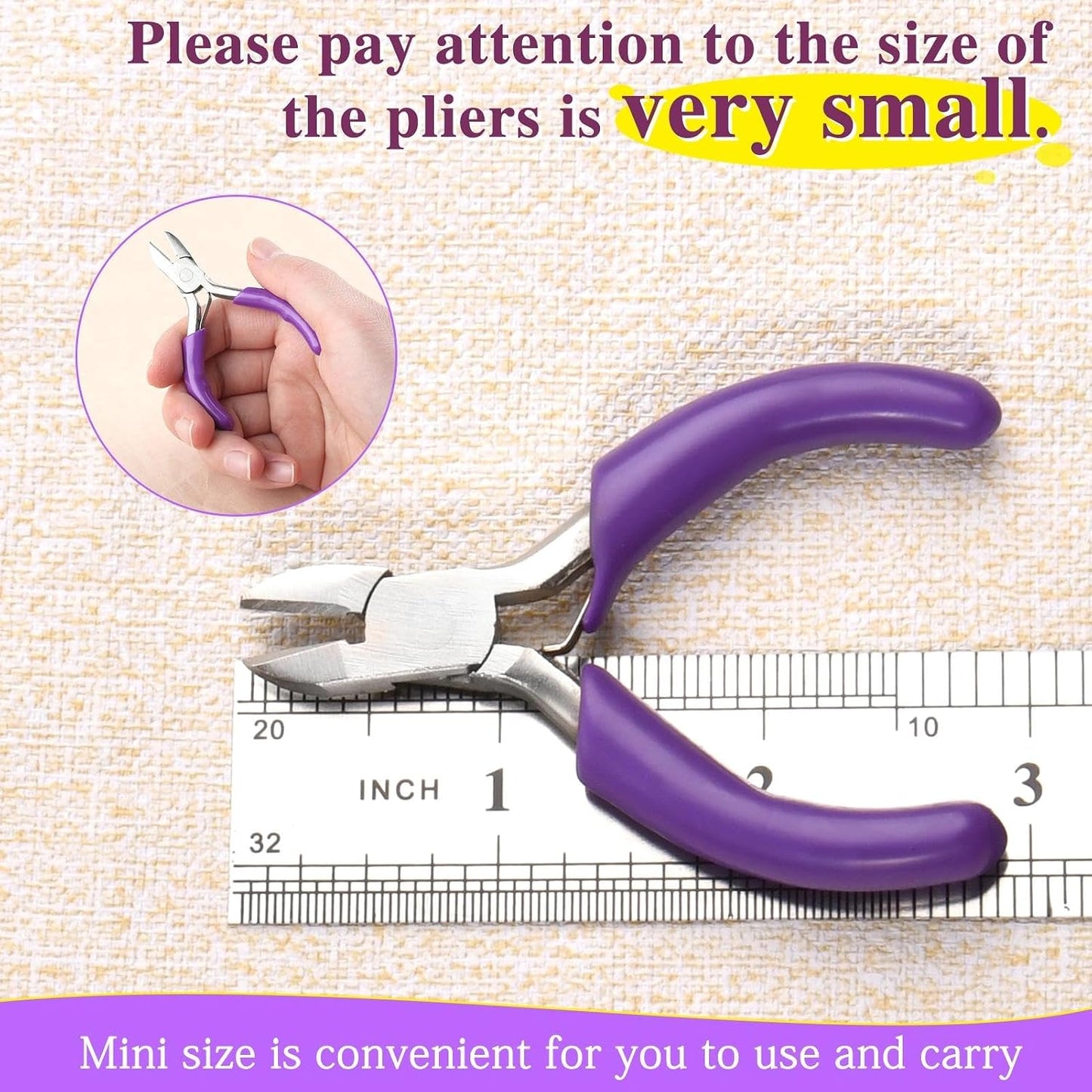 3-Inch Diagonal Cutters Small Wire Cutting Pliers for Jewelry Making, Floral Wire, Zip Ties - Mini Side Cutting Tool, Snips, Flush Pliers