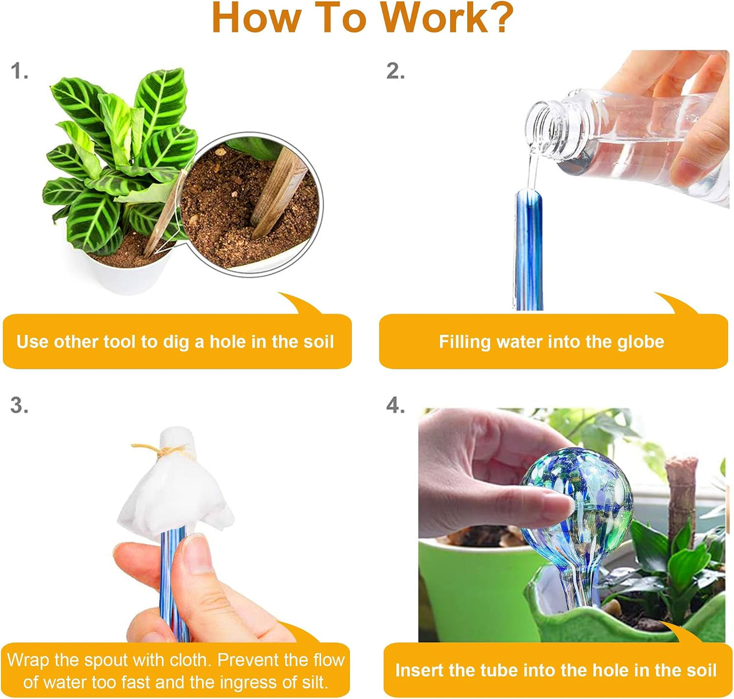 Plant Automatic Watering Devices, Clear Plastic Plant Self-Watering Bulb