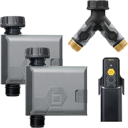 21206 B-hyve Gen 2 Smart Hose Watering Timer, 2-Pack with Wi-Fi Hub and Hose Y Splitter