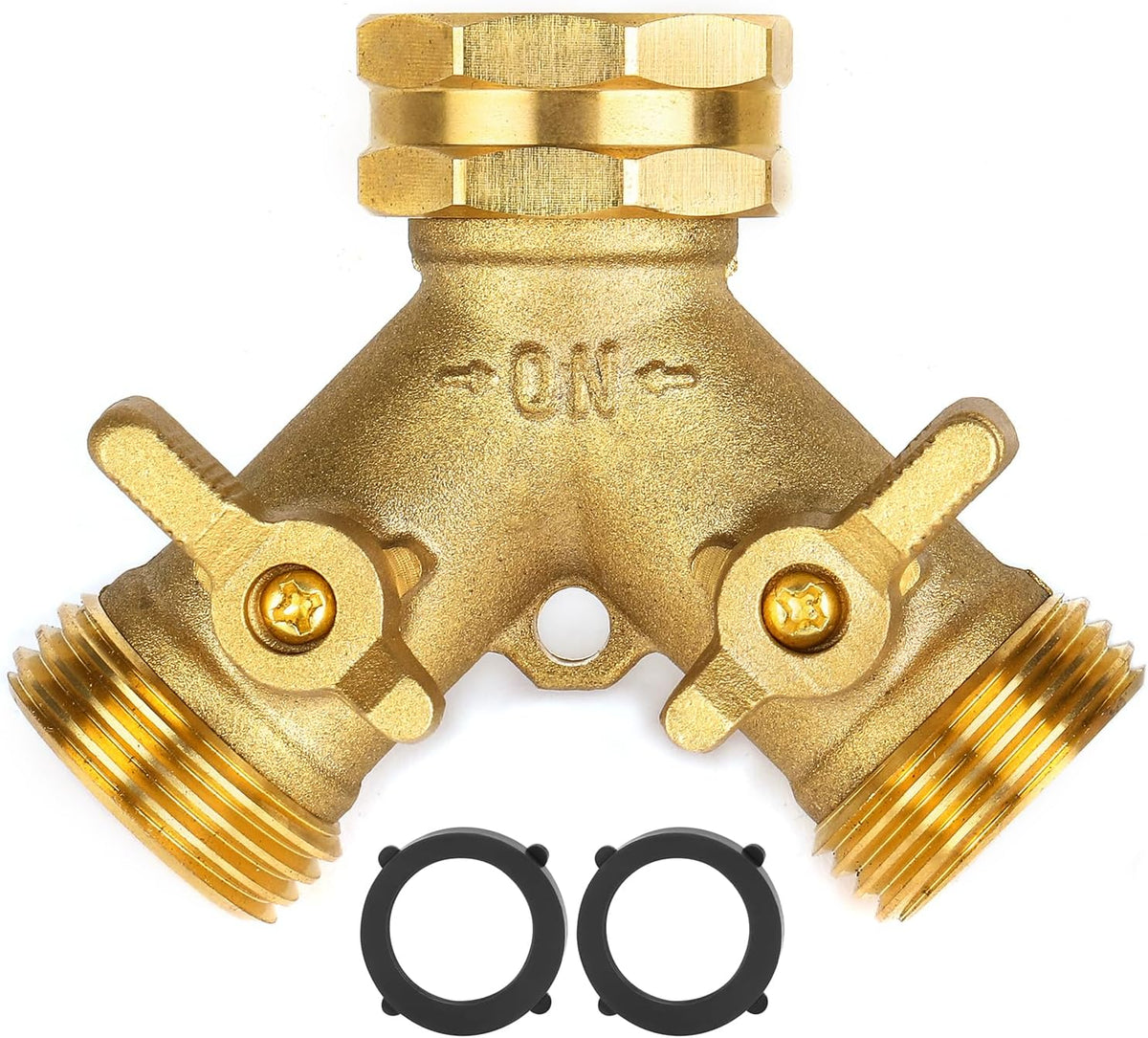 Garden Hose Splitter 2 Way Heavy Duty, Brass Faucet Adapter