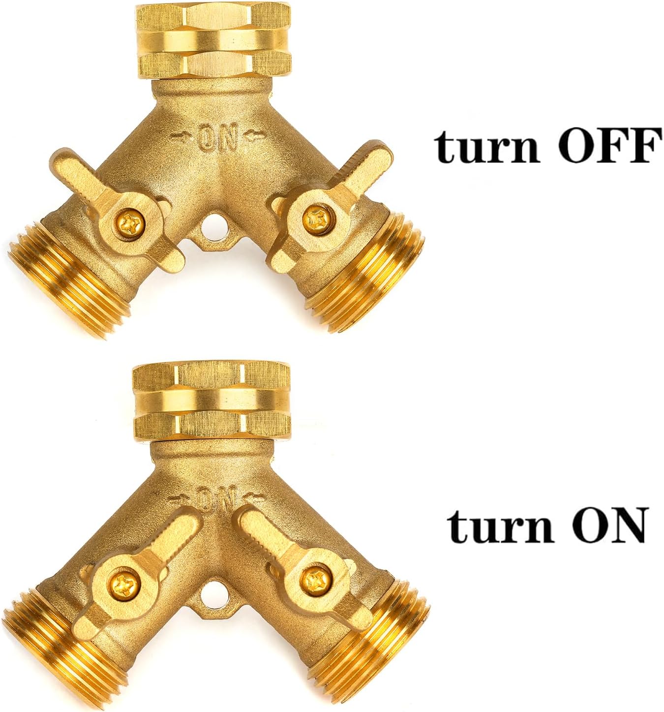 Garden Hose Splitter 2 Way Heavy Duty, Brass Faucet Adapter