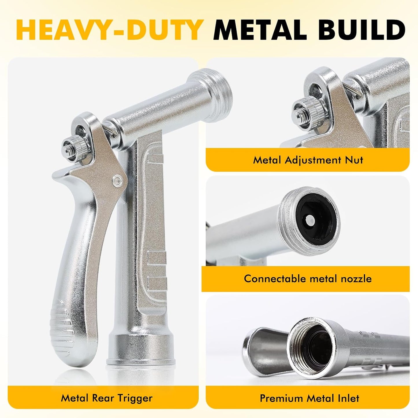 100% Metal Rust-Proof Chrome Plated Garden Hose Nozzle Heavy Duty