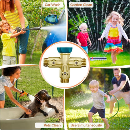 3 Way 1.2MPa High Flow Heavy Duty Garden Hose Splitter, 3/4" Spigot Faucet Connectors with 6 Rubber Hose Washers and Comfort Grip Use, Hose Pipe Tap Splitter for Garden Outdoor Home
