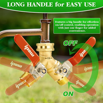 3 Way 1.2MPa High Flow Heavy Duty Garden Hose Splitter, 3/4" Spigot Faucet Connectors with 6 Rubber Hose Washers and Comfort Grip Use, Hose Pipe Tap Splitter for Garden Outdoor Home