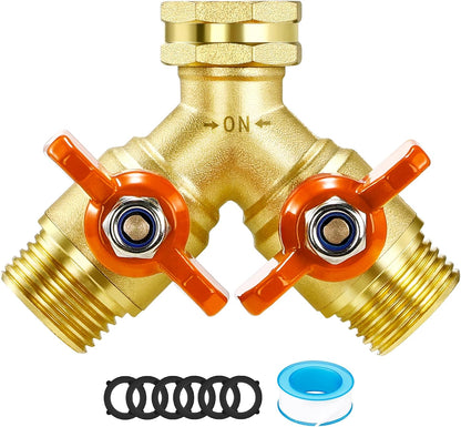 3 Way 1.2MPa High Flow Heavy Duty Garden Hose Splitter, 3/4" Spigot Faucet Connectors with 6 Rubber Hose Washers and Comfort Grip Use, Hose Pipe Tap Splitter for Garden Outdoor Home