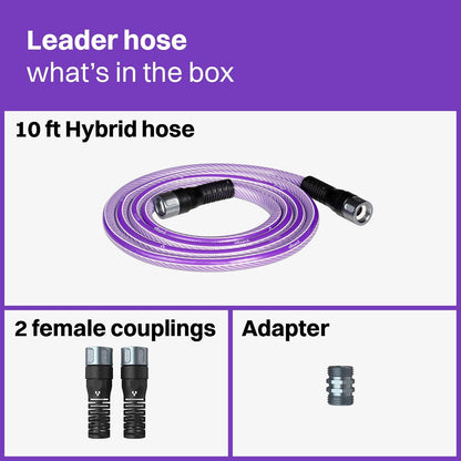 LEADER HOSE, 10 ft 5/8" Garden Hose with Crushproof Aluminum Couplings, Anti-Kink Hybrid Design, Cold Weather Flexible