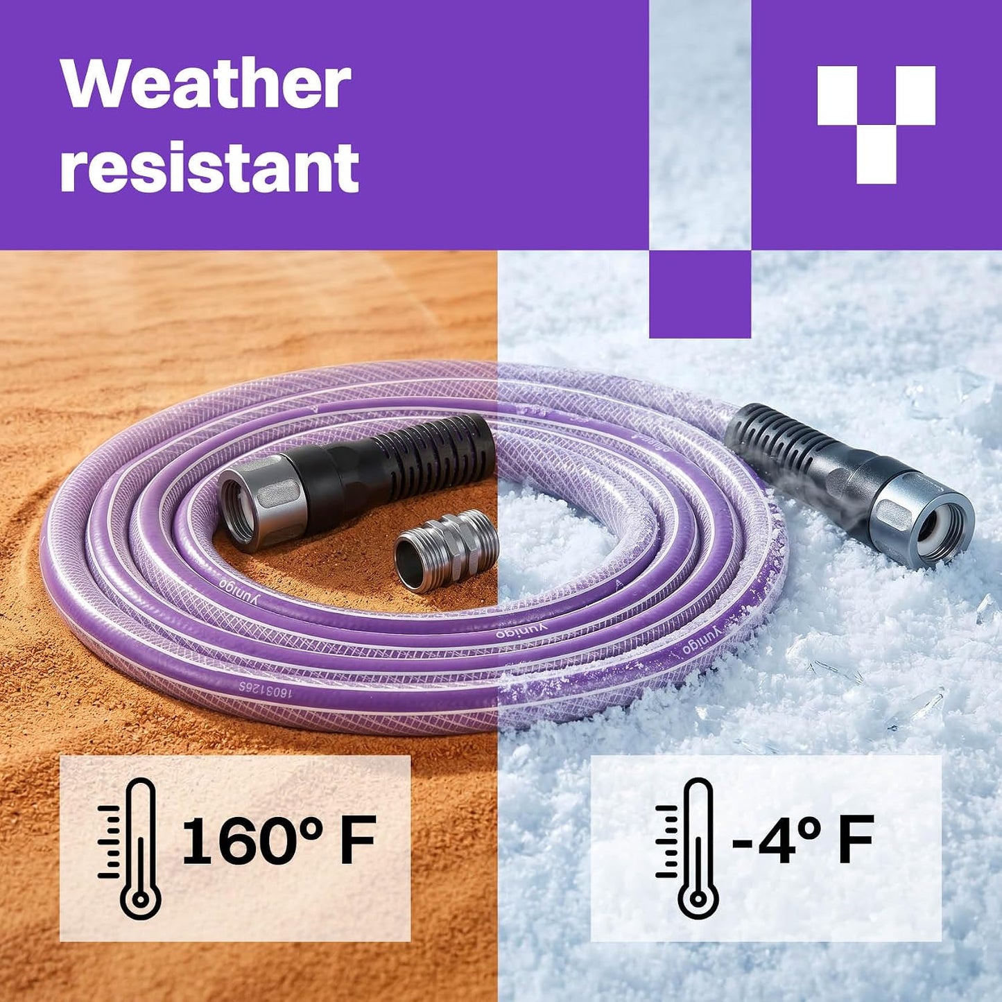 LEADER HOSE, 10 ft 5/8" Garden Hose with Crushproof Aluminum Couplings, Anti-Kink Hybrid Design, Cold Weather Flexible