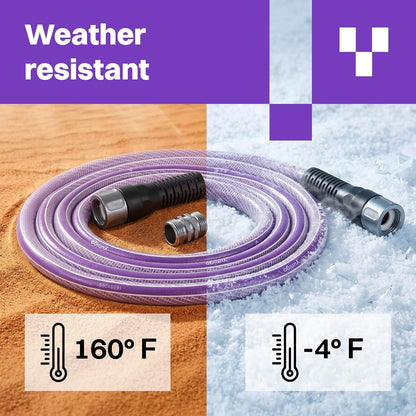 LEADER HOSE, 10 ft 5/8" Garden Hose with Crushproof Aluminum Couplings, Anti-Kink Hybrid Design, Cold Weather Flexible
