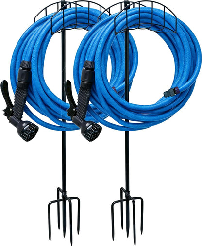 2-Pack Garden Hose Holder Freestanding with Upgrade 5 Prongs Base Rustproof Garden Hose Hose Hanger Storage for Outside, Yard, Lawn, Farm
