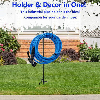 2-Pack Garden Hose Holder Freestanding with Upgrade 5 Prongs Base Rustproof Garden Hose Hose Hanger Storage for Outside, Yard, Lawn, Farm
