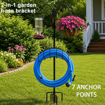 2-Pack Garden Hose Holder Freestanding with Upgrade 5 Prongs Base Rustproof Garden Hose Hose Hanger Storage for Outside, Yard, Lawn, Farm