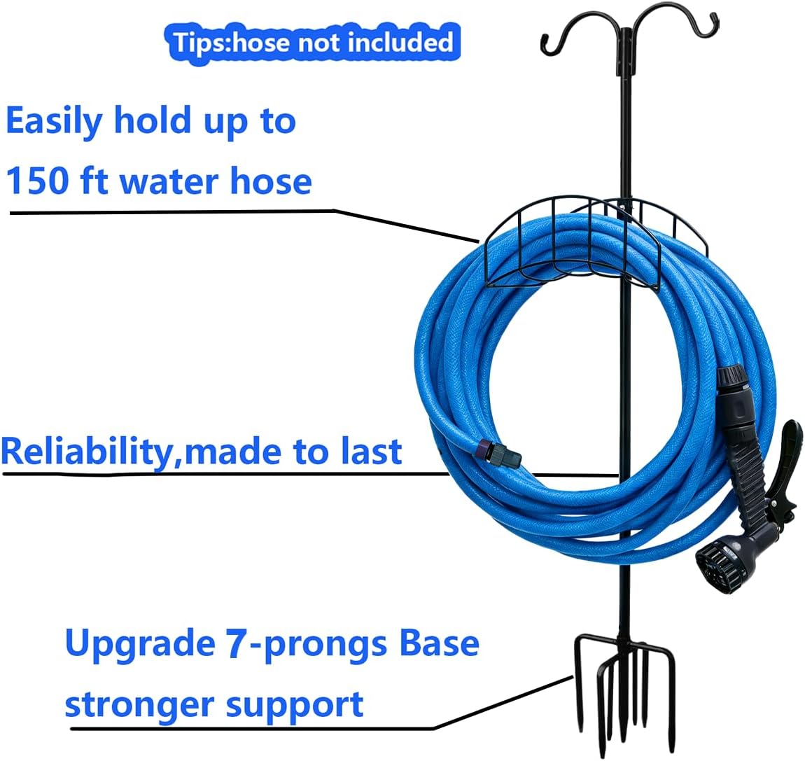 2-Pack Garden Hose Holder Freestanding with Upgrade 5 Prongs Base Rustproof Garden Hose Hose Hanger Storage for Outside, Yard, Lawn, Farm