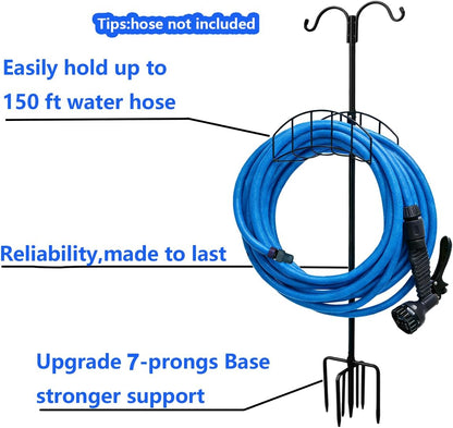 2-Pack Garden Hose Holder Freestanding with Upgrade 5 Prongs Base Rustproof Garden Hose Hose Hanger Storage for Outside, Yard, Lawn, Farm