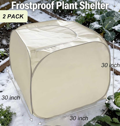 2 Pack Plant Freeze Protection Covers, Winter Shrub Frost Protection Covers for Plants in Winter Warm Plant Tent Protecting Fruit Potted Plants Tree from Freezing Animals Eating (30x30x30in)