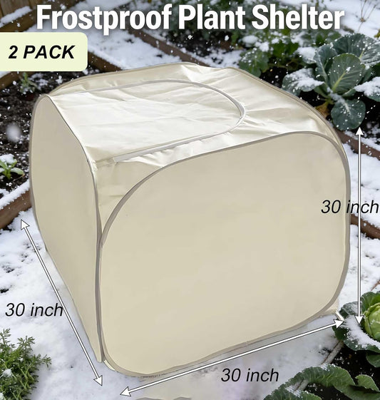 2 Pack Plant Freeze Protection Covers, Winter Shrub Frost Protection Covers for Plants in Winter Warm Plant Tent Protecting Fruit Potted Plants Tree from Freezing Animals Eating (30x30x30in)