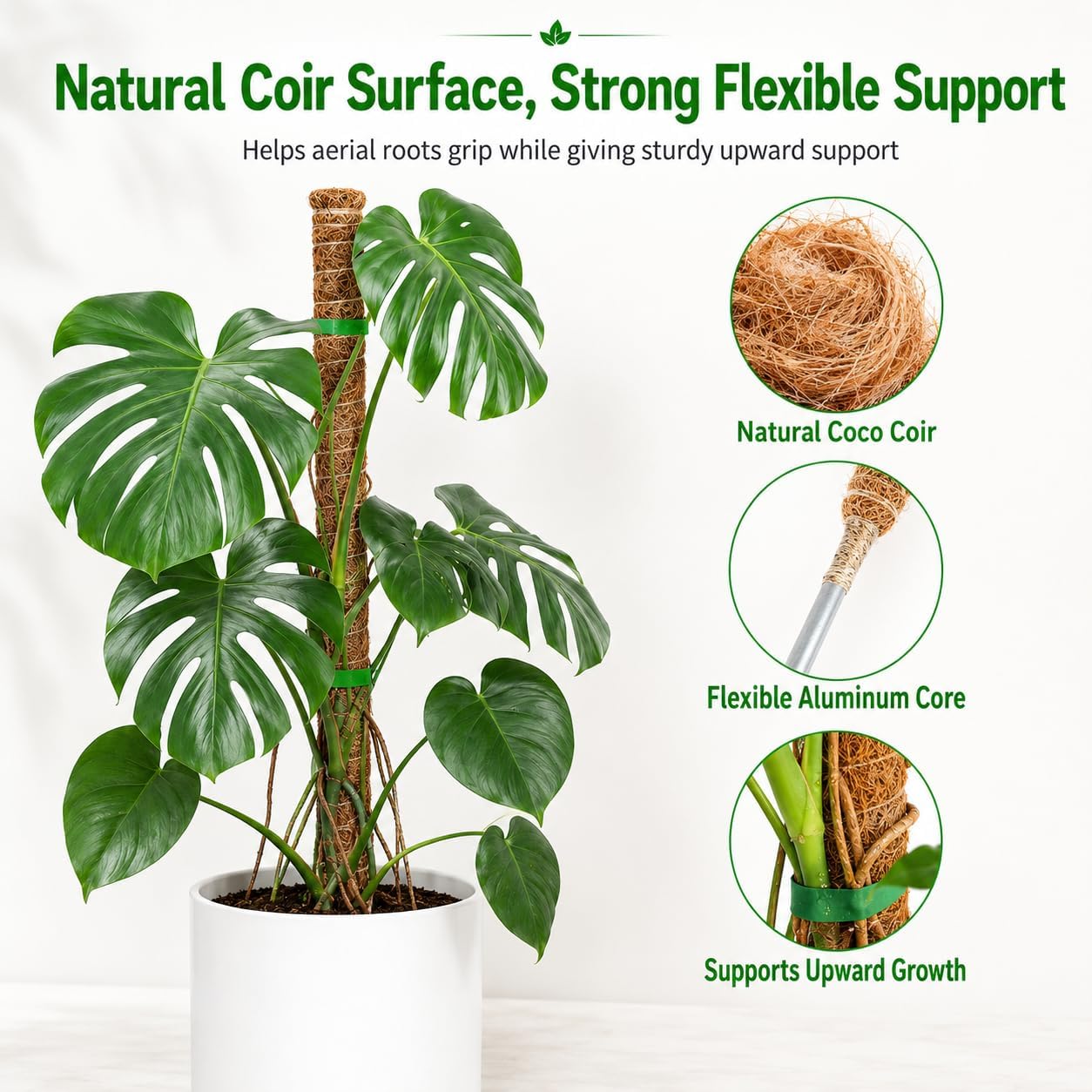 2 Pack Moss Pole, 26.8-Inch Moss Poles for Plants Monstera,Bendable Plant Support Stakes for Climbing Plants Indoor, Garden Trellis Plant Stick for Potted Plants, Pothos Philodendron