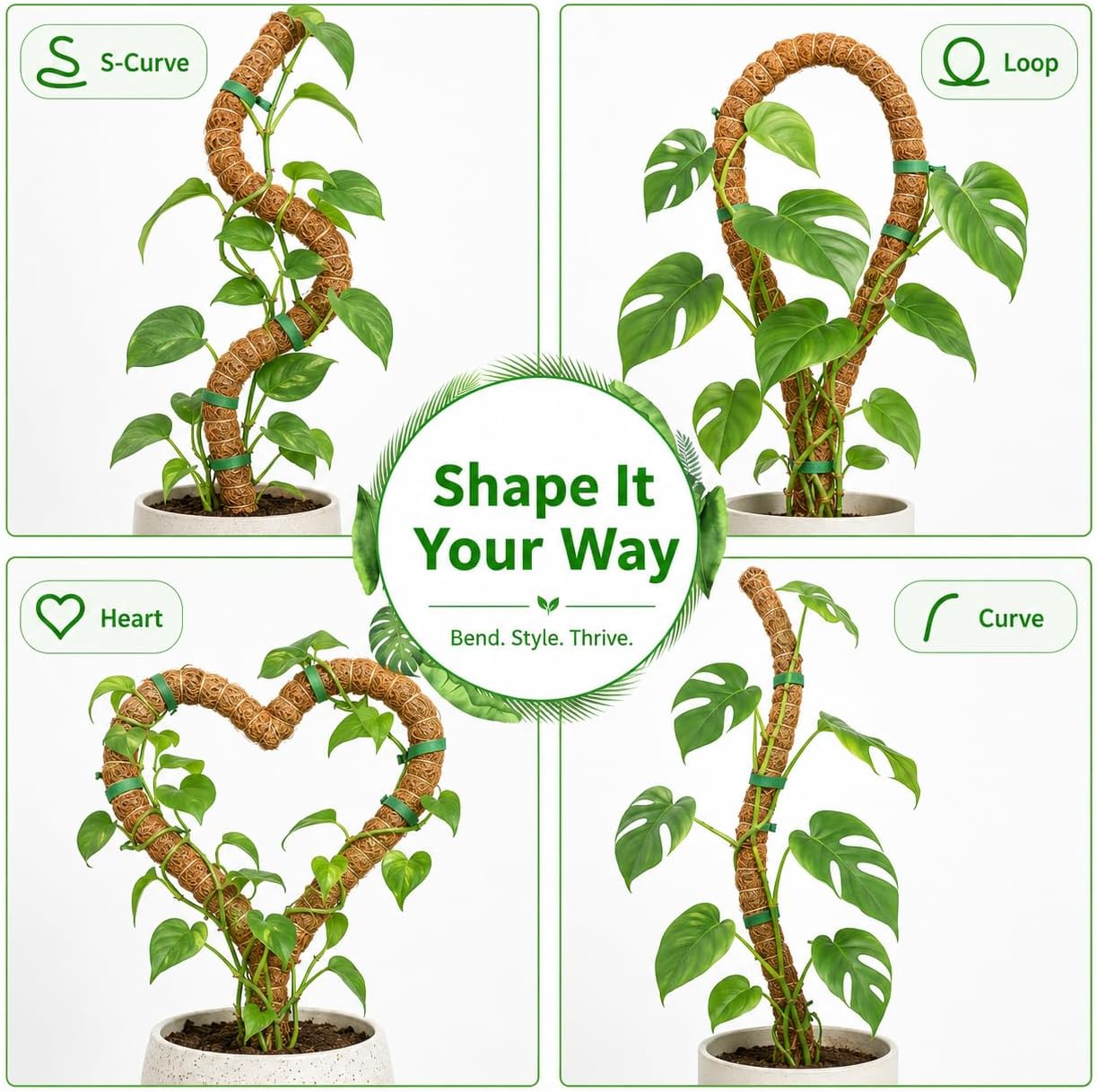 2 Pack Moss Pole, 26.8-Inch Moss Poles for Plants Monstera,Bendable Plant Support Stakes for Climbing Plants Indoor, Garden Trellis Plant Stick for Potted Plants, Pothos Philodendron
