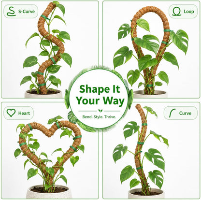 2 Pack Moss Pole, 26.8-Inch Moss Poles for Plants Monstera,Bendable Plant Support Stakes for Climbing Plants Indoor, Garden Trellis Plant Stick for Potted Plants, Pothos Philodendron