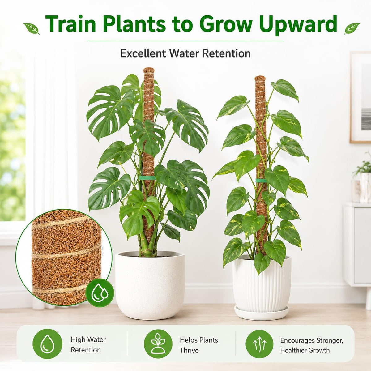 2 Pack Moss Pole, 26.8-Inch Moss Poles for Plants Monstera,Bendable Plant Support Stakes for Climbing Plants Indoor, Garden Trellis Plant Stick for Potted Plants, Pothos Philodendron