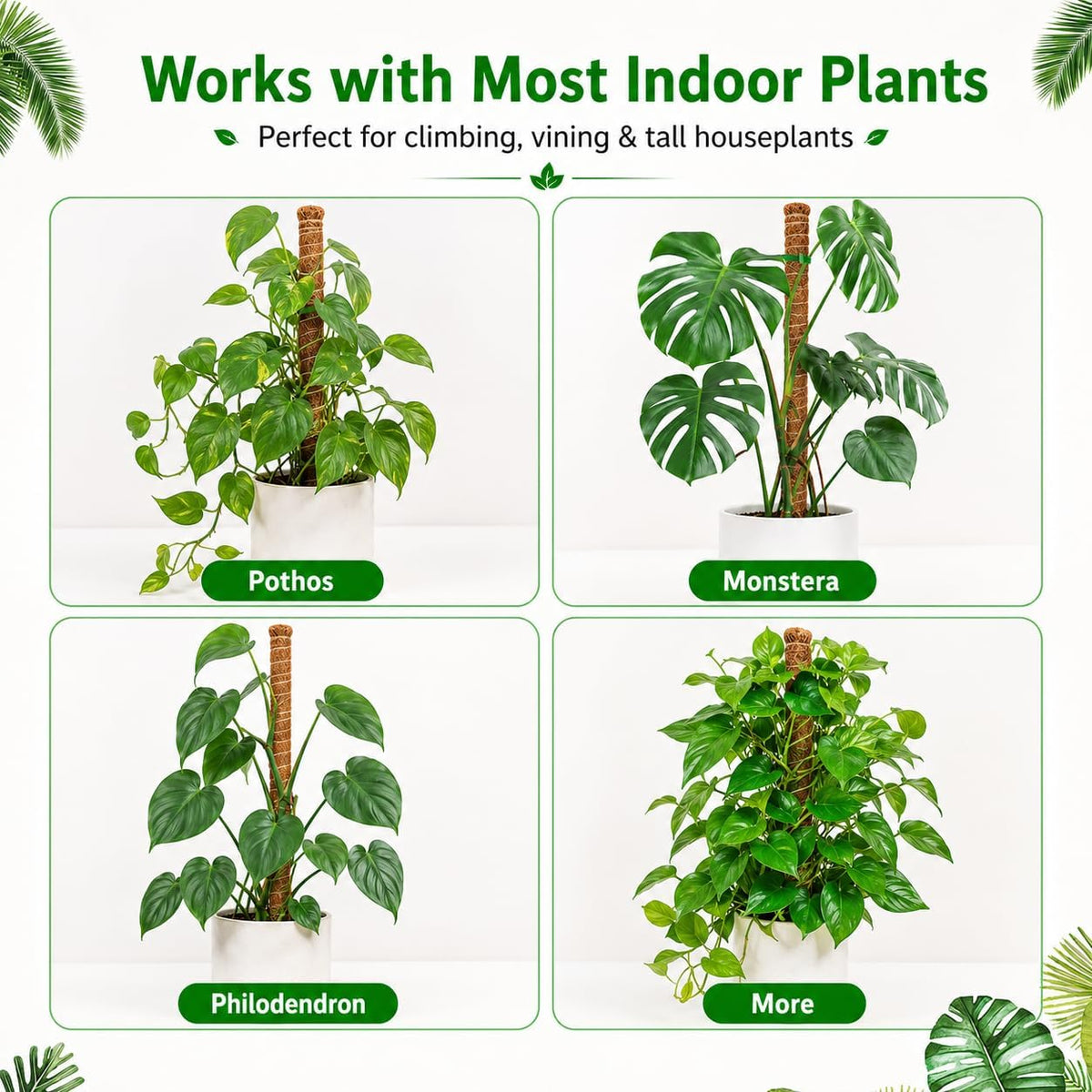 2 Pack Moss Pole, 26.8-Inch Moss Poles for Plants Monstera,Bendable Plant Support Stakes for Climbing Plants Indoor, Garden Trellis Plant Stick for Potted Plants, Pothos Philodendron