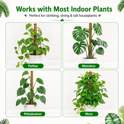 2 Pack Moss Pole, 26.8-Inch Moss Poles for Plants Monstera,Bendable Plant Support Stakes for Climbing Plants Indoor, Garden Trellis Plant Stick for Potted Plants, Pothos Philodendron