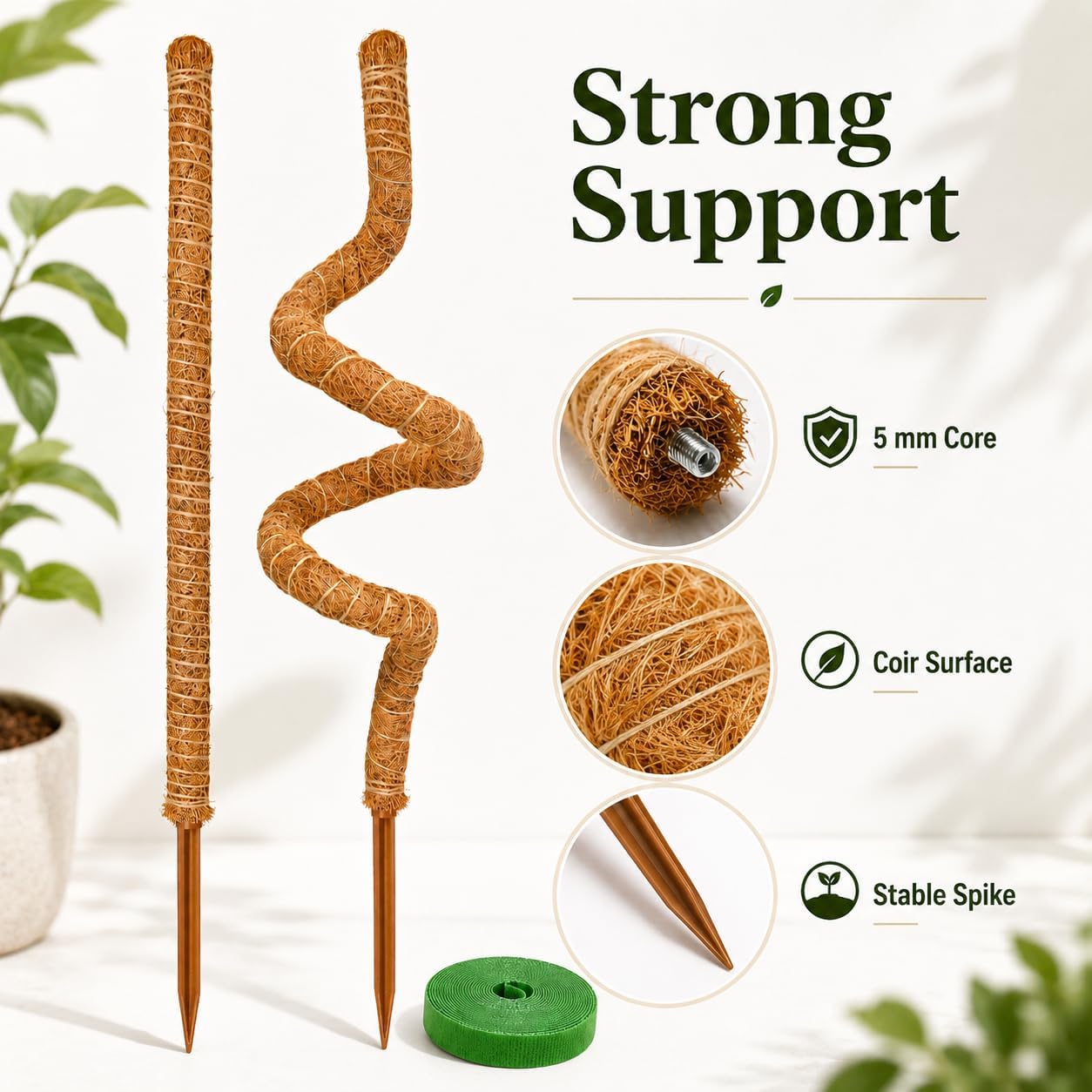 2 Pack Moss Pole, 26.8-Inch Moss Poles for Plants Monstera,Bendable Plant Support Stakes for Climbing Plants Indoor, Garden Trellis Plant Stick for Potted Plants, Pothos Philodendron