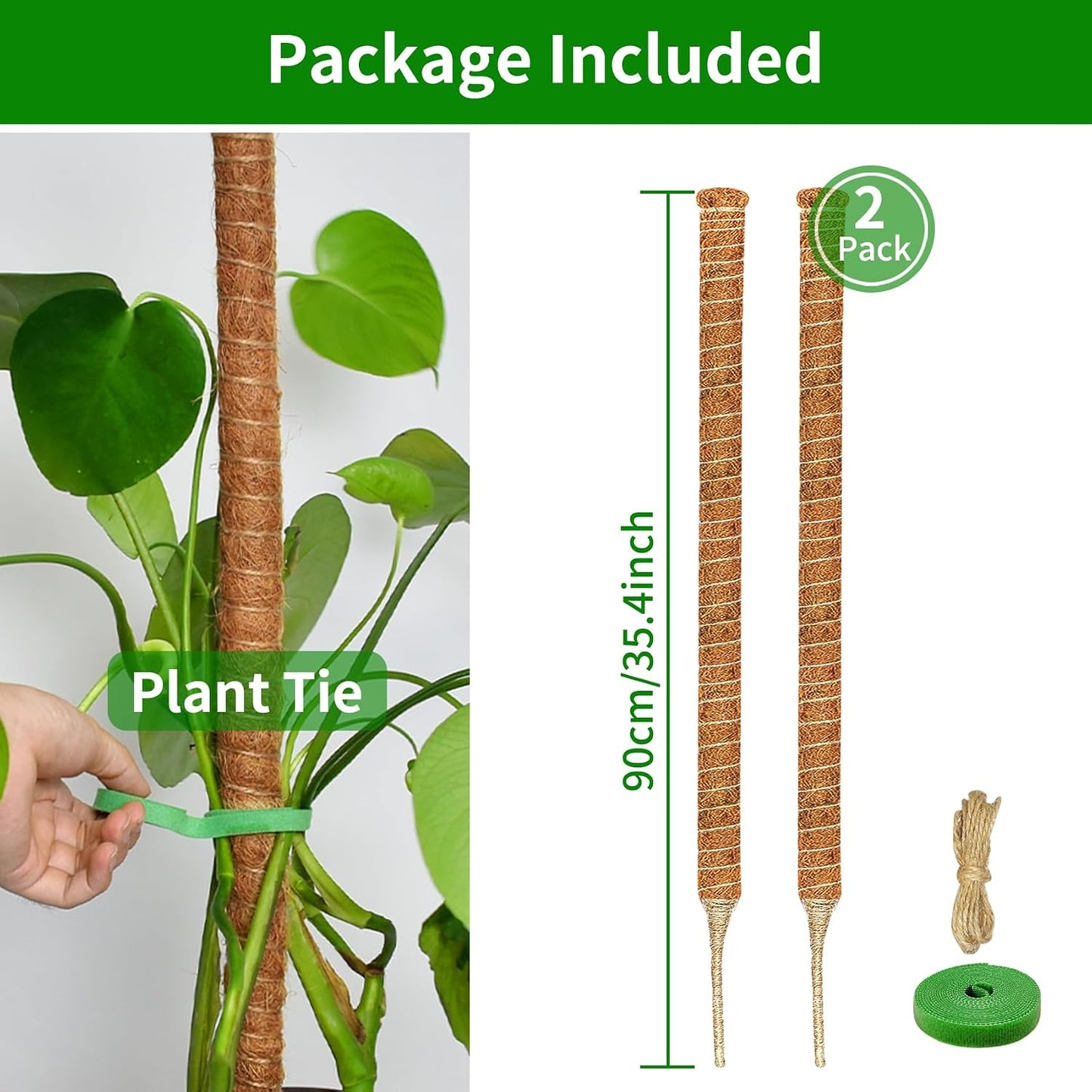 2 Pack Moss Pole, 26.8-Inch Moss Poles for Plants Monstera,Bendable Plant Support Stakes for Climbing Plants Indoor, Garden Trellis Plant Stick for Potted Plants, Pothos Philodendron