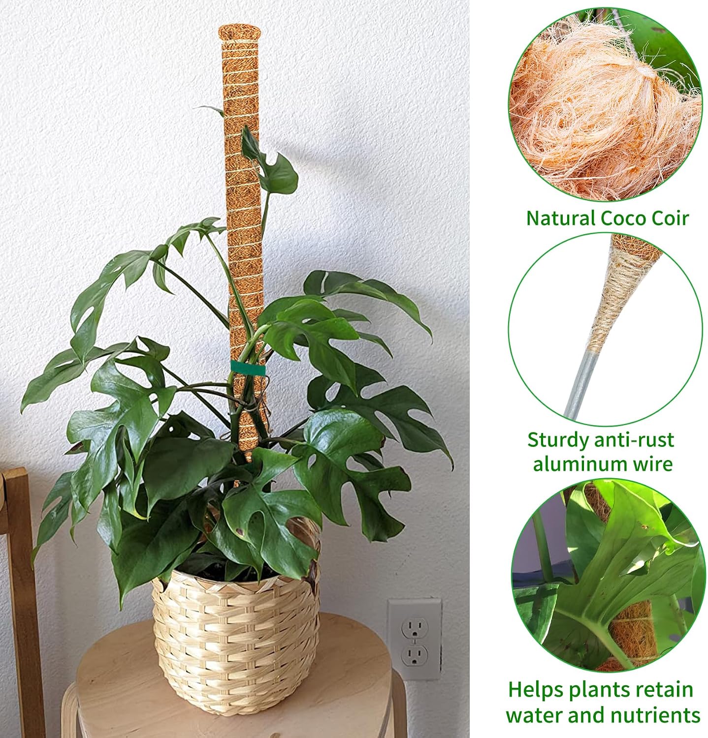 2 Pack Moss Pole, 26.8-Inch Moss Poles for Plants Monstera,Bendable Plant Support Stakes for Climbing Plants Indoor, Garden Trellis Plant Stick for Potted Plants, Pothos Philodendron