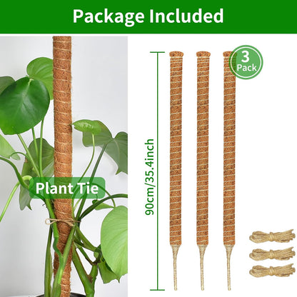 2 Pack Moss Pole, 26.8-Inch Moss Poles for Plants Monstera,Bendable Plant Support Stakes for Climbing Plants Indoor, Garden Trellis Plant Stick for Potted Plants, Pothos Philodendron