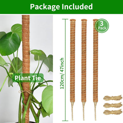 2 Pack Moss Pole, 26.8-Inch Moss Poles for Plants Monstera,Bendable Plant Support Stakes for Climbing Plants Indoor, Garden Trellis Plant Stick for Potted Plants, Pothos Philodendron
