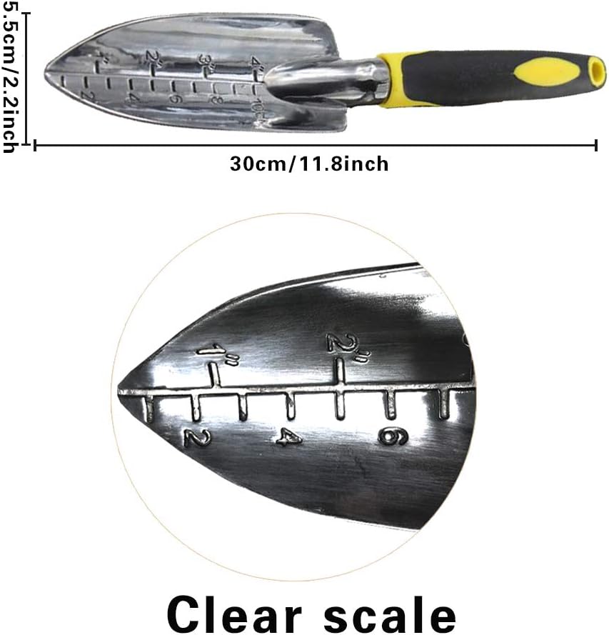 Garden Trowel Hand Shovel for Gardening, Small Garden Spade with Scale