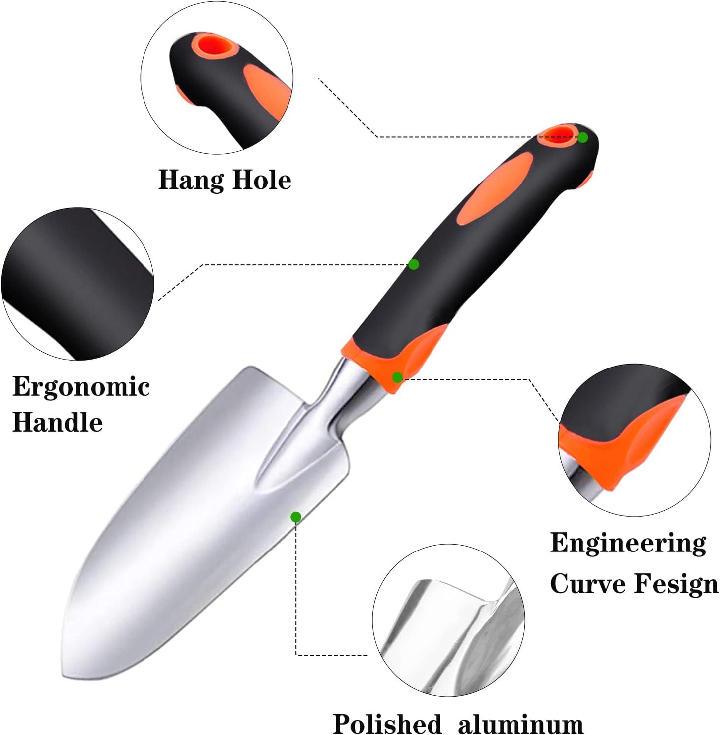 Garden Trowel Hand Shovel for Gardening, Small Garden Spade with Scale