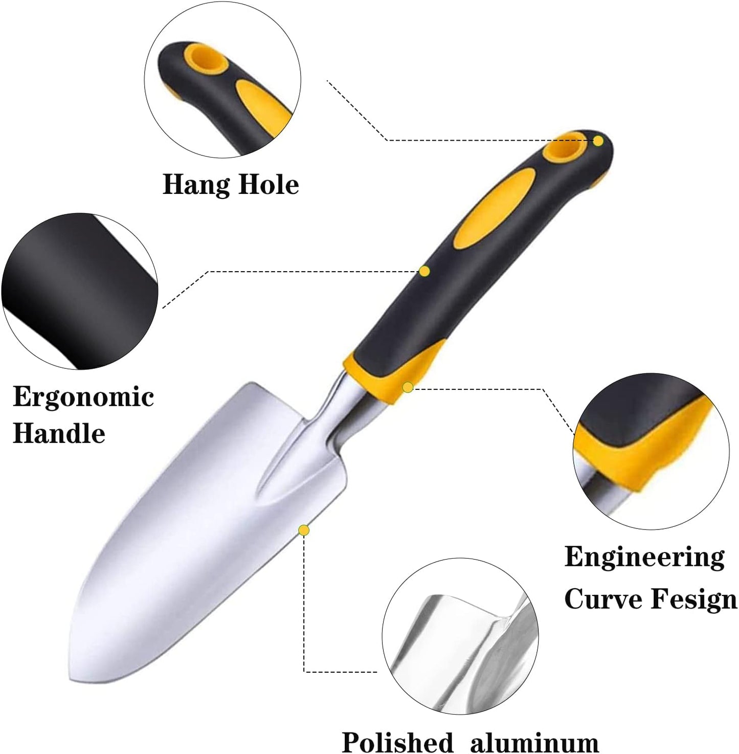 Garden Trowel Hand Shovel for Gardening, Small Garden Spade with Scale