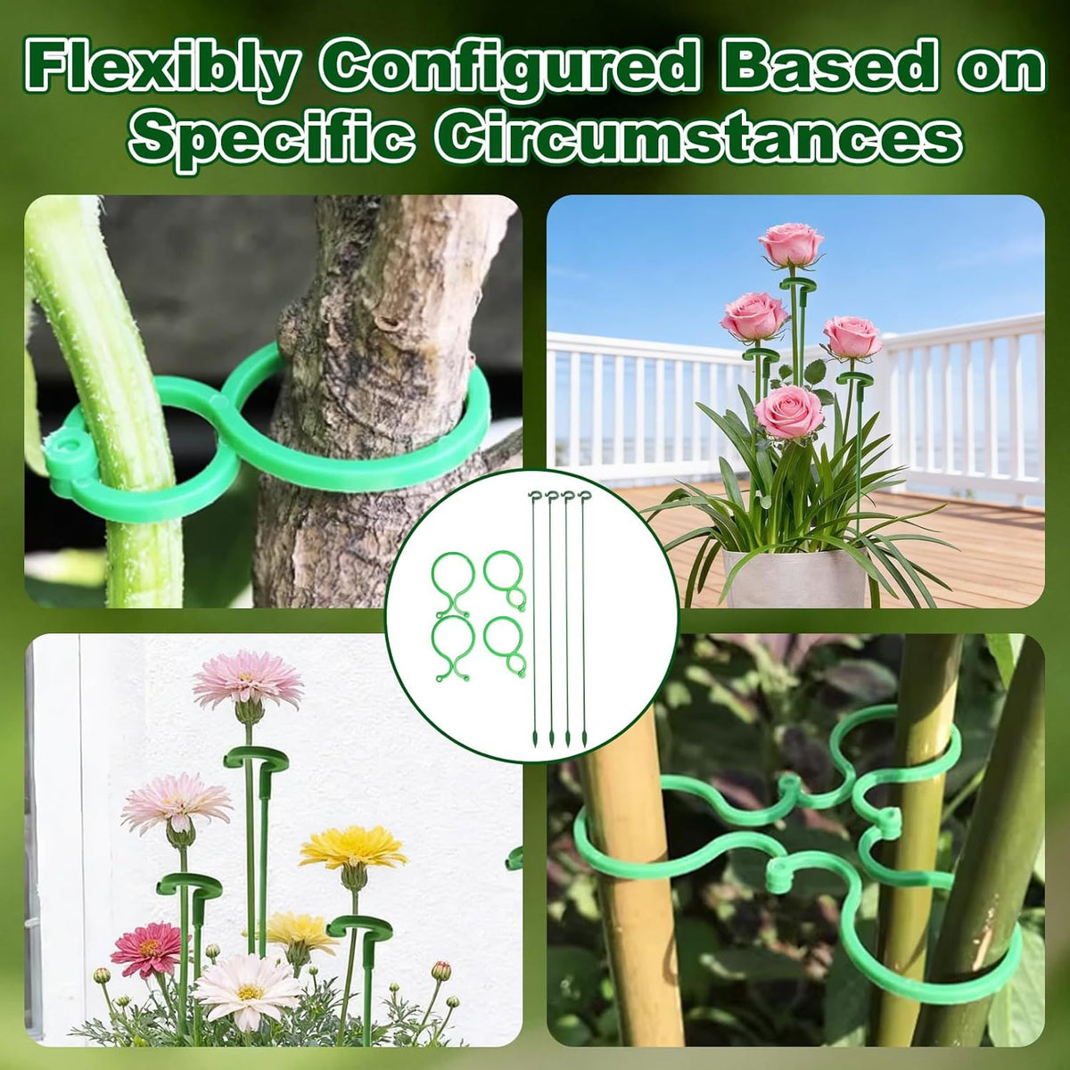 5 Pack Metal Peony Cages and Supports with 20 Plant Twist Clip Ties, Plant Support Stakes for Indoor Outdoor Plants, Tall Plant Holder Stick Kit, Plant Support Ring for Peony, Rose,Tomato, Hydrangea