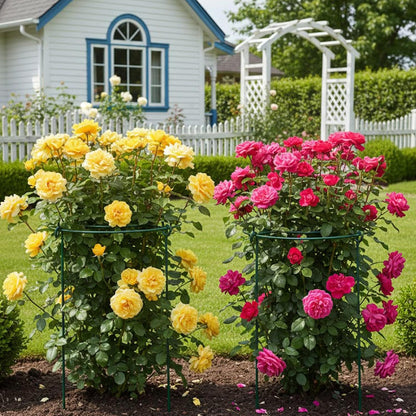 5 Pack Metal Peony Cages and Supports with 20 Plant Twist Clip Ties, Plant Support Stakes for Indoor Outdoor Plants, Tall Plant Holder Stick Kit, Plant Support Ring for Peony, Rose,Tomato, Hydrangea
