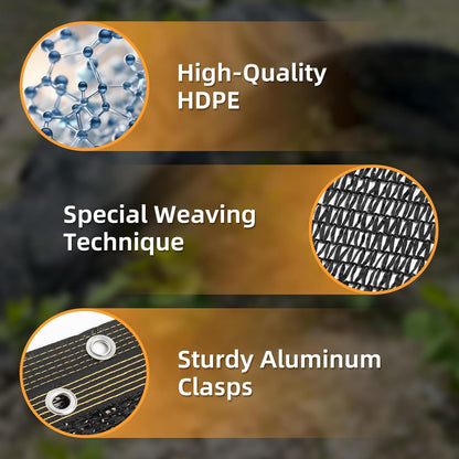 50% Shade Cloth for Garden, 6.5x10FT Black Mesh Tarp Net