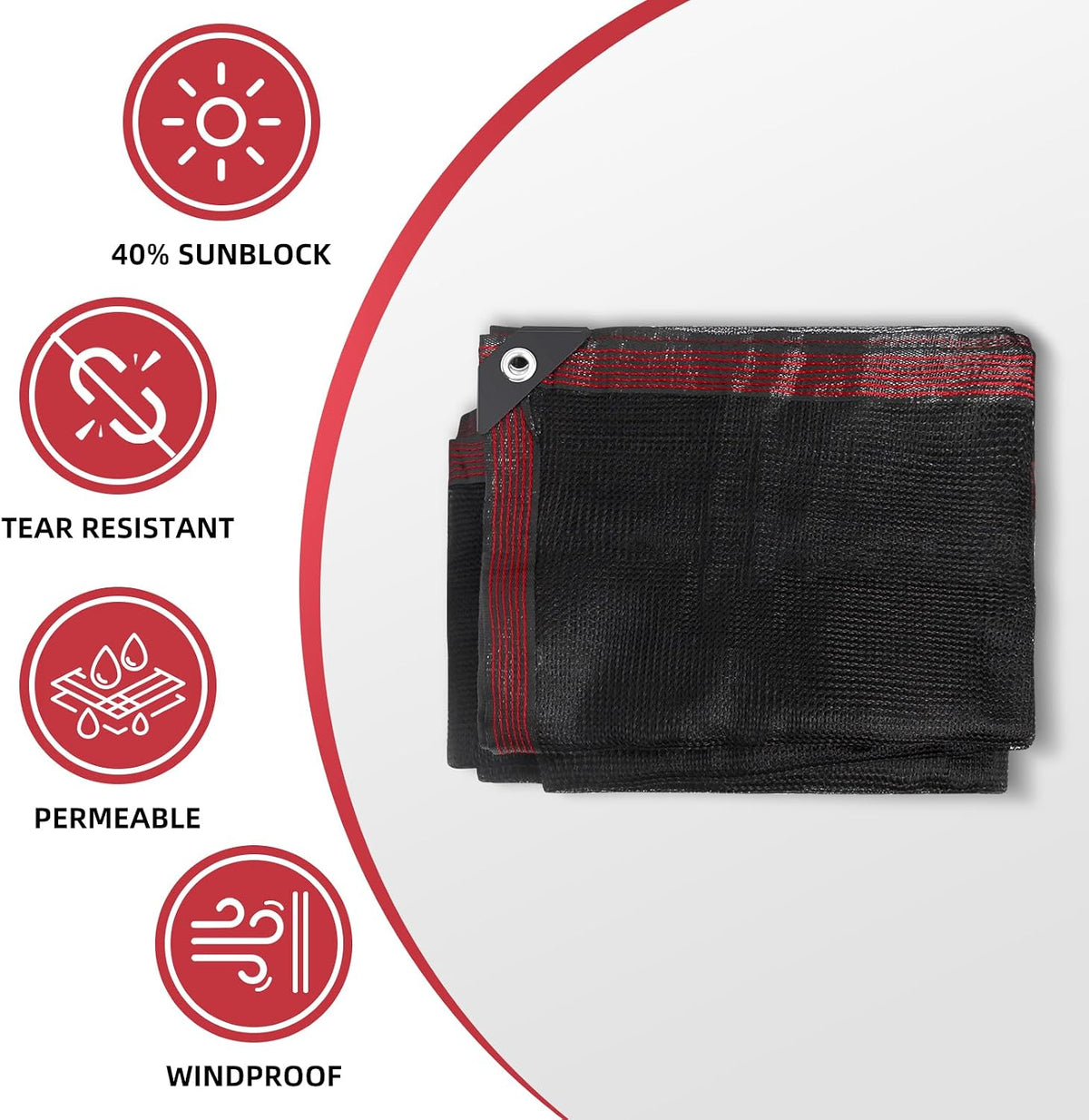 50% Shade Cloth for Garden, 6.5x10FT Black Mesh Tarp Net