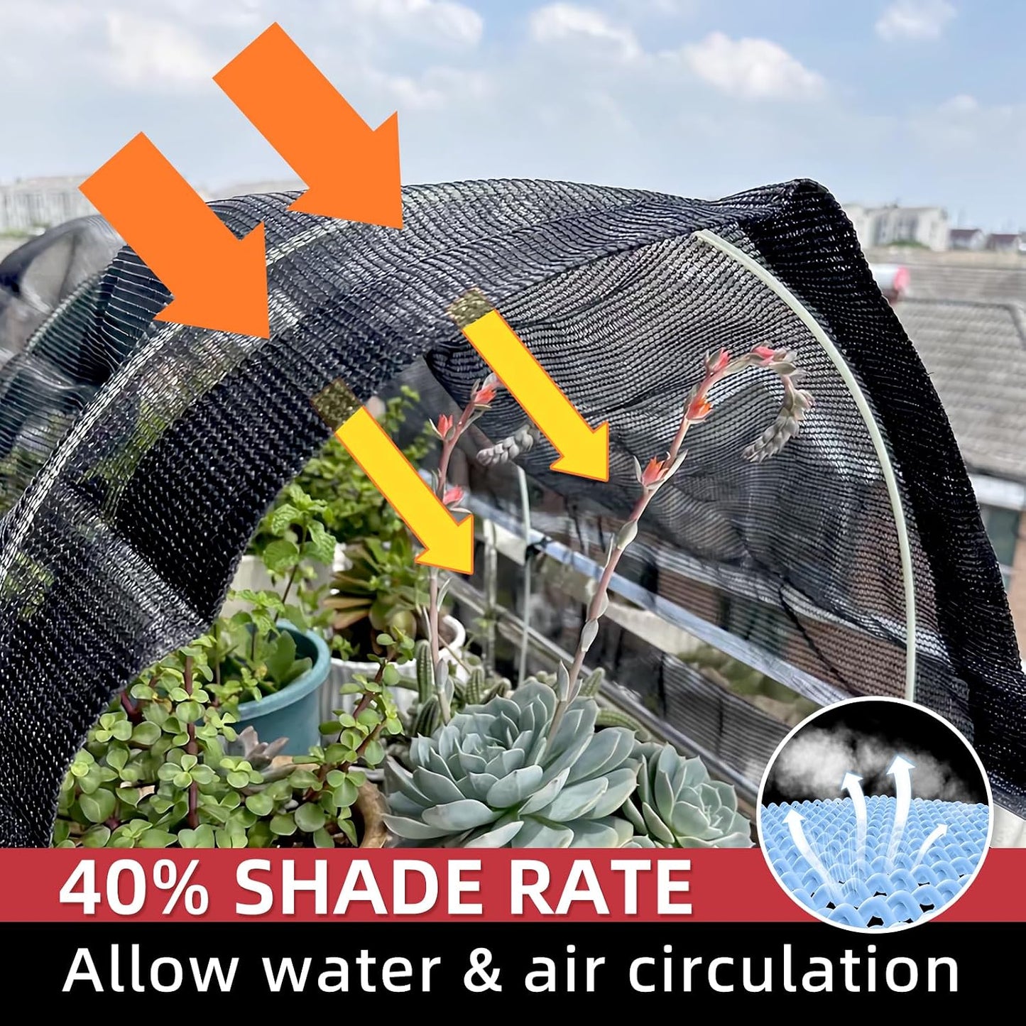 50% Shade Cloth for Garden, 6.5x10FT Black Mesh Tarp Net