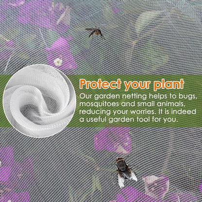 Mesh Plant Cover 3PCS,Garden Netting Mesh Outdoor,Netting for Tomato Plants,Garden Bug Netting Plant Cover,Bird Netting for Garden,Fruit Tree Netting (3.2 x 4.9 ft)