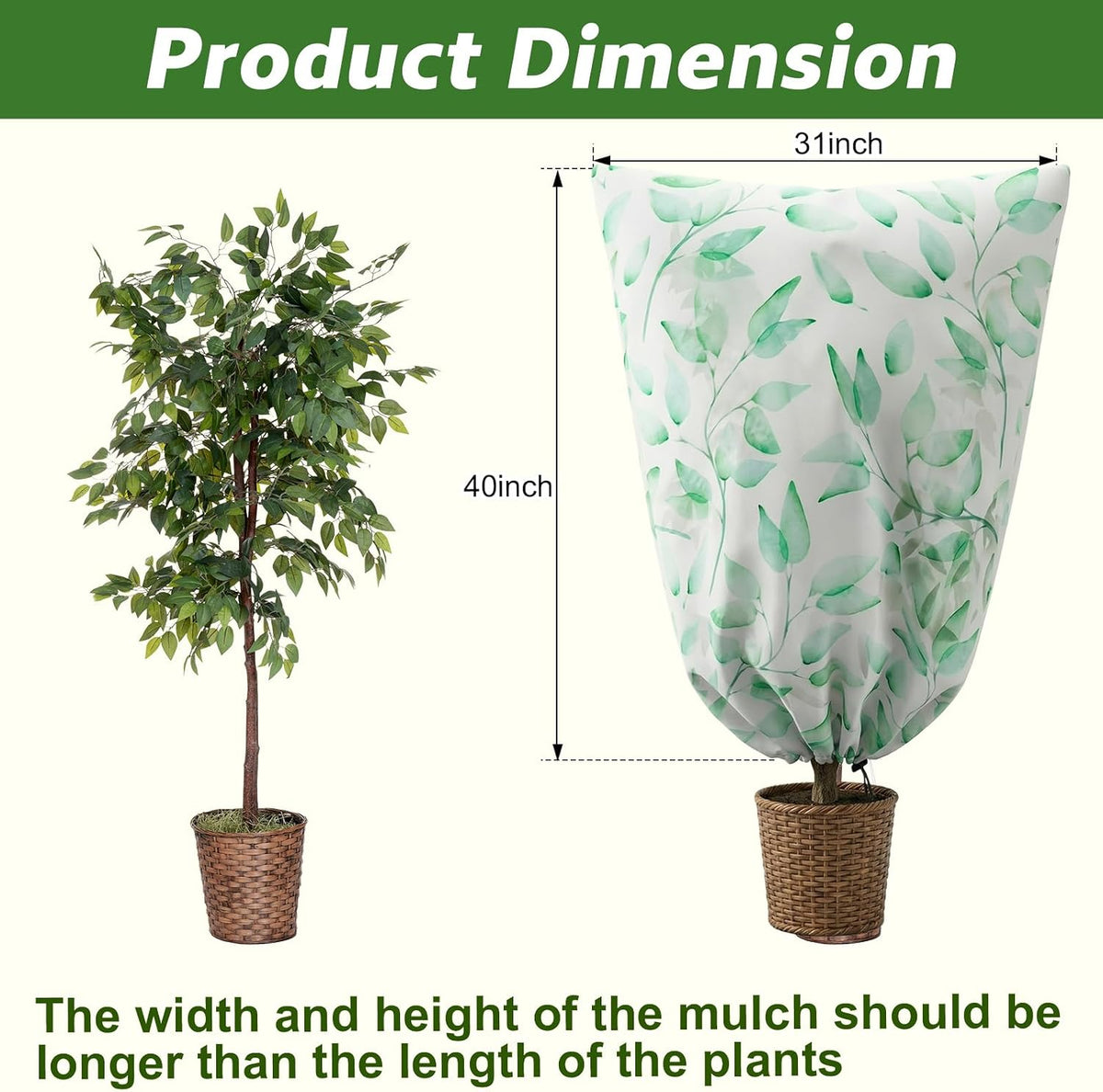 4 Pack Plant Covers Frost Protection with Zipper,31" X 40"